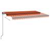 Manual Retractable Awning with LED - 400x350 cm Orange & Brown