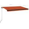 Manual Retractable Awning with LED - 400x350 cm Orange & Brown