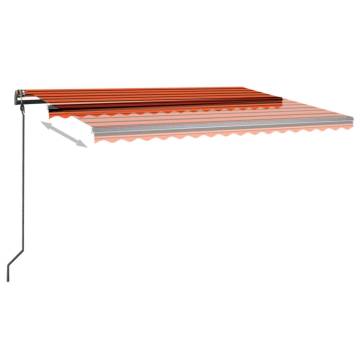 Manual Retractable Awning with LED - 4.5x3m Orange & Brown