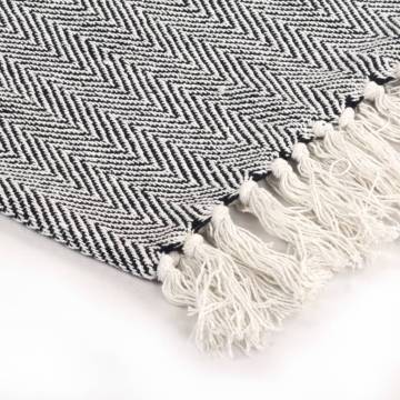 Navy Blue Cotton Herringbone Throw 220x250 cm | HiPo Market