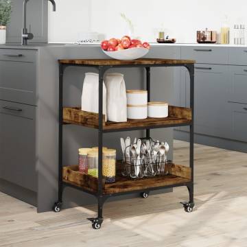 Kitchen Trolley Smoked Oak - 60x41x80.5 cm - Durable Storage