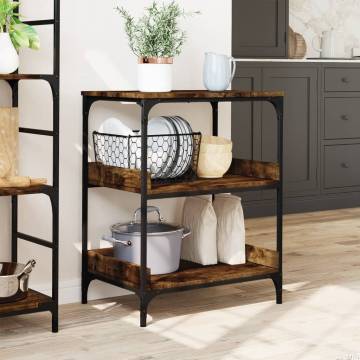 Kitchen Trolley Smoked Oak - 60x41x80.5 cm - Durable Storage