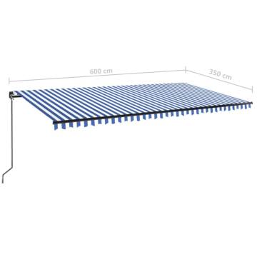 Manual Retractable Awning 600x350 cm - Blue & White | HipoMarket