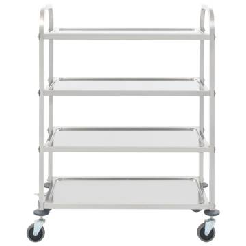 4-Tier Kitchen Trolley - Stainless Steel, 107x55x125 cm