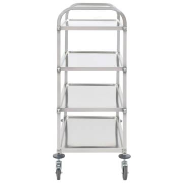 4-Tier Kitchen Trolley - Stainless Steel, 107x55x125 cm