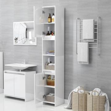 High Gloss White Bathroom Cabinet - 30x30x183.5 cm