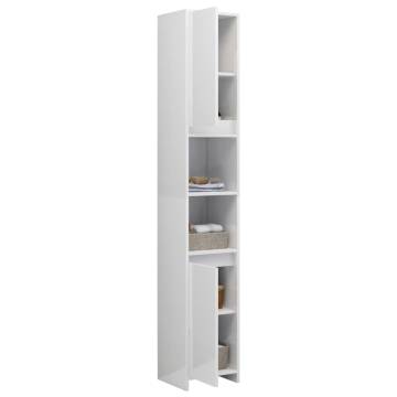 High Gloss White Bathroom Cabinet - 30x30x183.5 cm