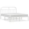 Metal Bed Frame with Headboard White - Super King 180x200 cm