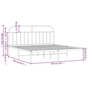 Metal Bed Frame with Headboard White - Super King 180x200 cm