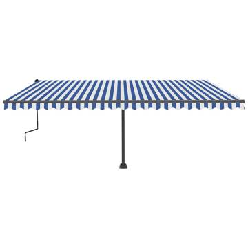 Manual Retractable Awning with LED | Blue & White | 500x350 cm