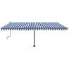 Manual Retractable Awning with LED | Blue & White | 500x350 cm