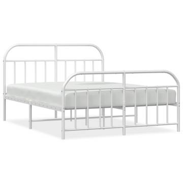 Stylish Metal Bed Frame with Headboard - King Size White 150x200 cm