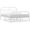 Stylish Metal Bed Frame with Headboard - King Size White 150x200 cm