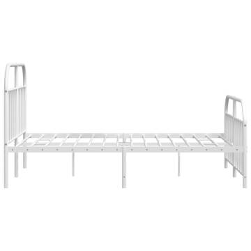 Stylish Metal Bed Frame with Headboard - King Size White 150x200 cm