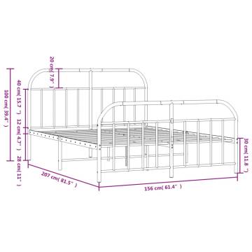 Stylish Metal Bed Frame with Headboard - King Size White 150x200 cm