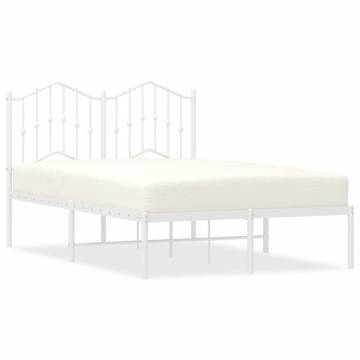 Elegant White Metal Bed Frame with Headboard 120x190 cm