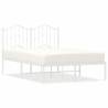 Elegant White Metal Bed Frame with Headboard 120x190 cm