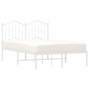 Elegant White Metal Bed Frame with Headboard 120x190 cm