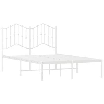 Elegant White Metal Bed Frame with Headboard 120x190 cm