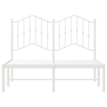 Elegant White Metal Bed Frame with Headboard 120x190 cm