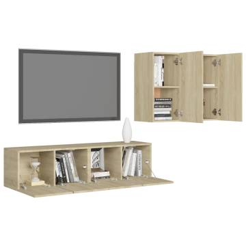 4 Piece TV Cabinet Set - Sonoma Oak Engineered Wood | HipoMarket