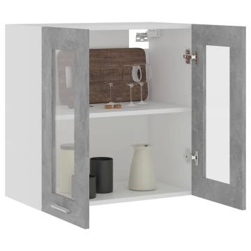 Hanging Glass Cabinet Concrete Grey - Stylish Storage Solution