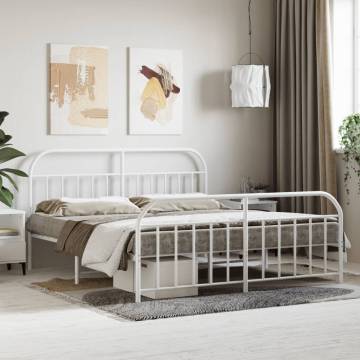 Robust Metal Bed Frame with Headboard, 180x200 cm Super King