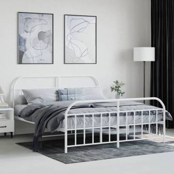 Robust Metal Bed Frame with Headboard, 180x200 cm Super King