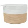 Laundry Basket Beige & White - 55x36 cm Cotton | Hipomarket