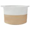 Laundry Basket Beige & White - 55x36 cm Cotton | Hipomarket