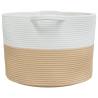 Laundry Basket Beige & White - 55x36 cm Cotton | Hipomarket