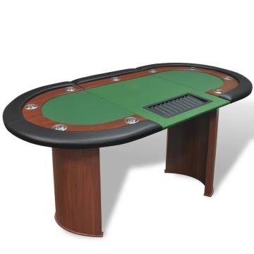 10-Player Poker Table with Dealer Area & Chip Tray - Green