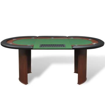 10-Player Poker Table with Dealer Area & Chip Tray - Green