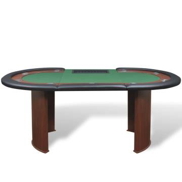 10-Player Poker Table with Dealer Area & Chip Tray - Green