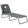 Folding Sun Lounger - Grey Oxford Fabric & Steel - HipoMarket