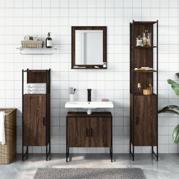 4 Piece Brown Oak Bathroom Cabinet Set - Stylish & Practical