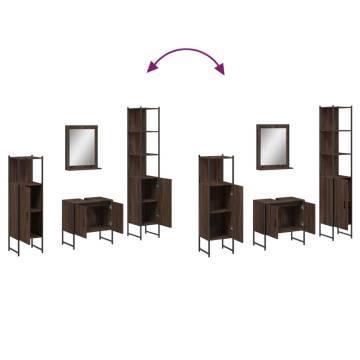 4 Piece Brown Oak Bathroom Cabinet Set - Stylish & Practical