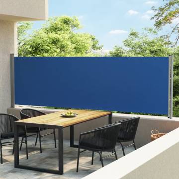 Stylish Patio Retractable Side Awning 140x600 cm Blue