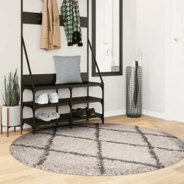 Shaggy Rug High Pile Beige & Anthracite Ø 160 cm - Hipomarket