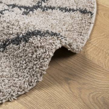 Shaggy Rug High Pile Beige & Anthracite Ø 160 cm - Hipomarket