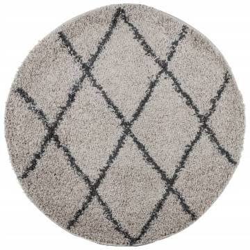 Soft Shaggy Rug High Pile Beige & Anthracite Ø 240 cm