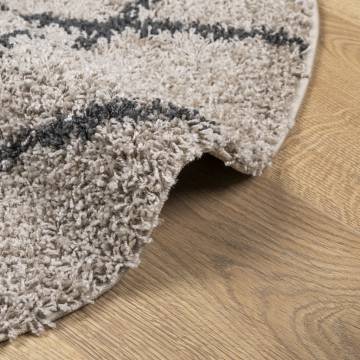 Soft Shaggy Rug High Pile Beige & Anthracite Ø 240 cm