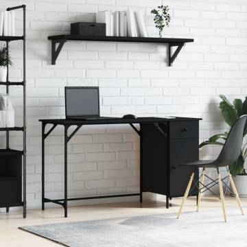 Black Computer Desk 131x48x75 cm | Engineered Wood | HipoMarket