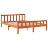 Bed Frame with Headboard Wax Brown King Size - Solid Pine Wood