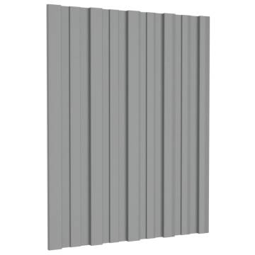 Roof Panels 12 pcs Galvanised Steel Grey 60x45 cm - Hipo Market