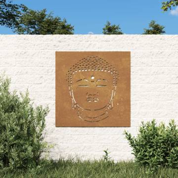 Corten Steel Buddha Head Garden Wall Decoration - 55x55 cm