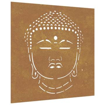 Corten Steel Buddha Head Garden Wall Decoration - 55x55 cm