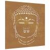 Corten Steel Buddha Head Garden Wall Decoration - 55x55 cm