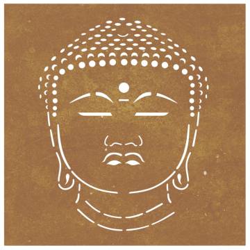 Corten Steel Buddha Head Garden Wall Decoration - 55x55 cm