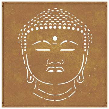 Corten Steel Buddha Head Garden Wall Decoration - 55x55 cm